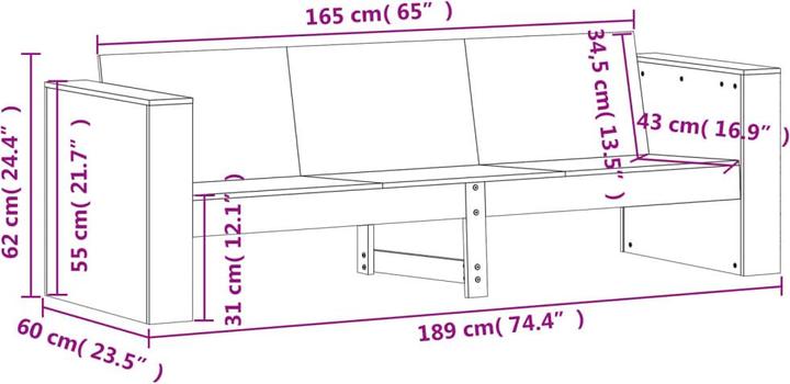 Image du produit VidaXL Canapé de jardin 3 places