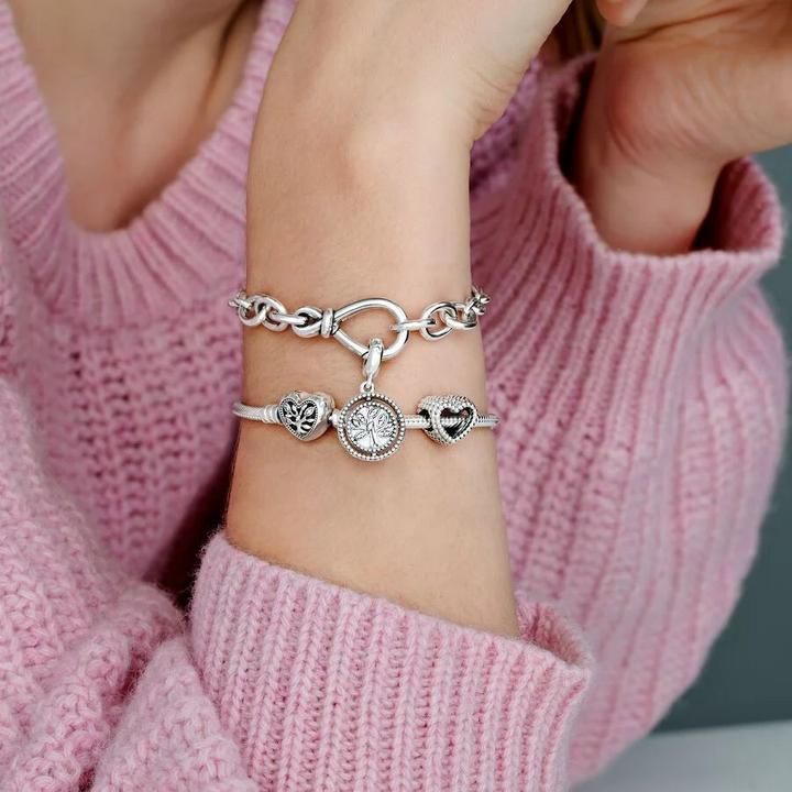 Produktbild Pandora Snake Chain Heart Clasp Armband (1.90 cm, Silber 925, Emaille)