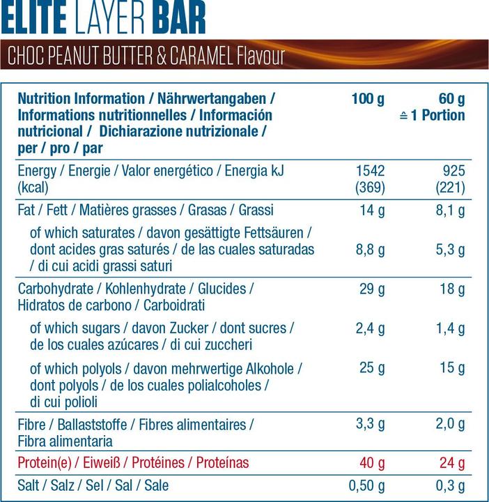 Produktbild Dymatize Elite Layer (Schokolade, Erdnussbutter, Karamell, 18 Stk., 1080 g)
