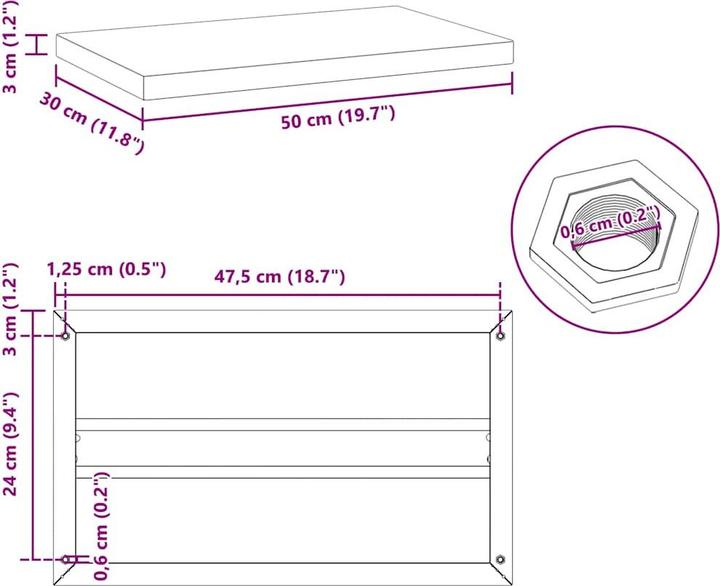 Immagine prodotto VidaXL Mensole a muro 2 pezzi. Nobile (50 x 30 x 3 cm)