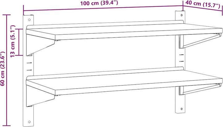 Actual product image VidaXL Wall shelf with 2 shelves Noble (100 x 40 x 60 cm)