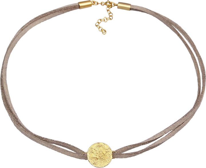 Image du produit Elli Choker, plaquette, chaîne textile (Similicuir, Argent sterling 925, Pas de pierres précieuses, 36 cm)