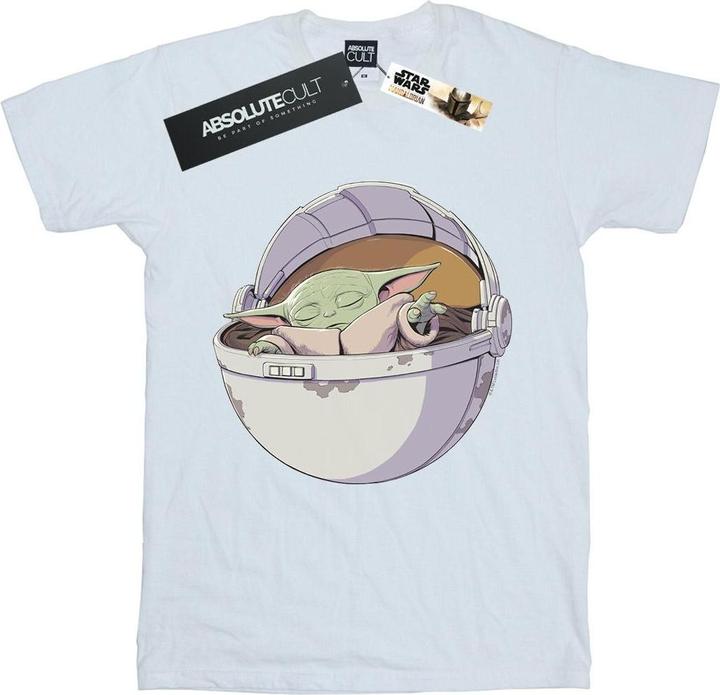 Actual product image Star Wars Mens The Mandalorian Sleeping Child T-Shirt (M)