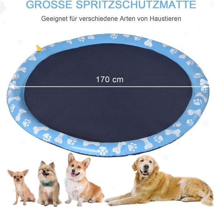 Image du produit Swisshandel24 170 cm Splash Sprinkler Pad pour chiens Jeu d'eau Tapis d'arrosage Antidérapant Outdoor P (Piscine pour chiens)