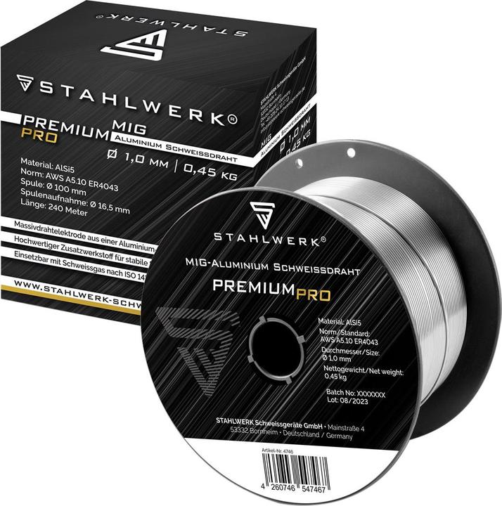 Produktbild Stahlwerk Schweissdraht MIG MAG Aluminium ER4043 AlSi5 1,0 mm 0,45 kg Drahtrolle