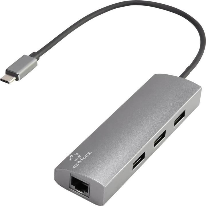 Immagine prodotto Renkforce Adattatore/Hub di rete Gigabit Ethernet USB (USB 2.0, RJ45 (1x))