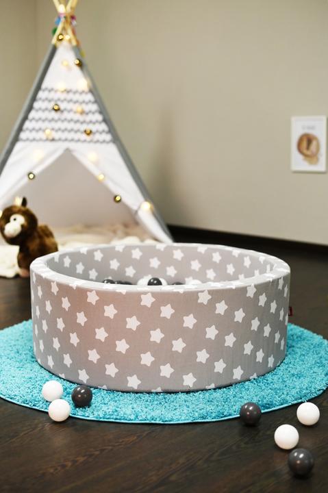 Actual product image Knorrtoys Bällebad soft - "Grey white stars" - 300 balls grey/creme (ca. 6cm Durchmesser)