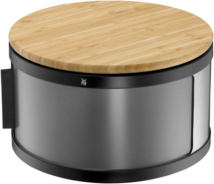 Actual product image WMF Gourmet bread bin round / bread box with cutting board 32 x 13cm bamboo Cromargan stainless steel