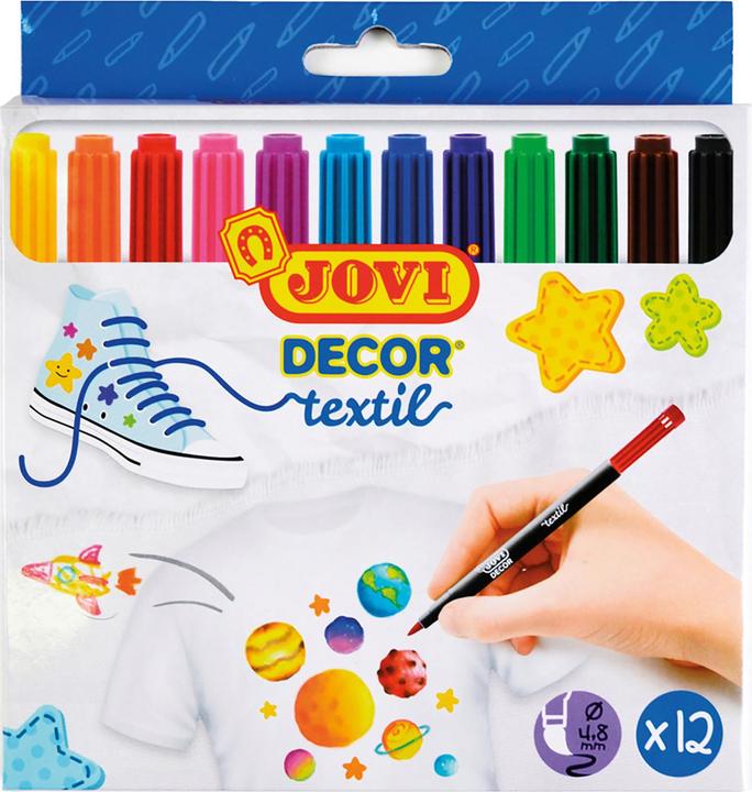 Produktbild Jovi Textilmarker Jovidecor Textil VE=12 Stück farbig sortiert (12 Farben, 4.80 mm, 12 x)
