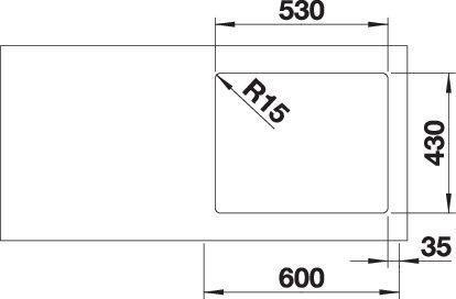 Actual product image Blanco Andano 500-IF (Top-mounted sink, 44 cm, 54 cm)