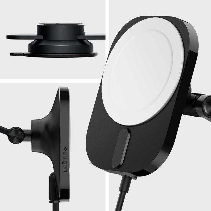 Actual product image Spigen car mount with charger ITM35W Onetap Pro 3 Magnetic Magsafe Dashboard Car Mount Wireless Char (15 W)