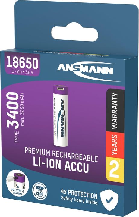 Ansmann Li-Ion battery 18650 (1 pcs., 18650, 3400 mAh)