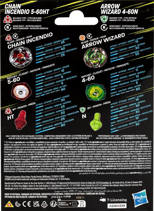 Image du produit Hasbro X Chain Incendio 5-60HT & Arrow Wizard 4-60N (Multilingue)