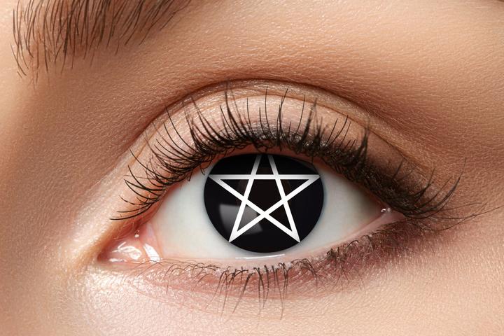 Actual product image Eyecatcher Pentagram contact lenses (Black, White)