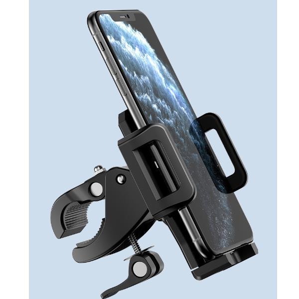 Actual product image Neo Rock Bike Holder for Smartphone Black Plastic and Metal Compatible with Smartphones 48mm to 94mm wid