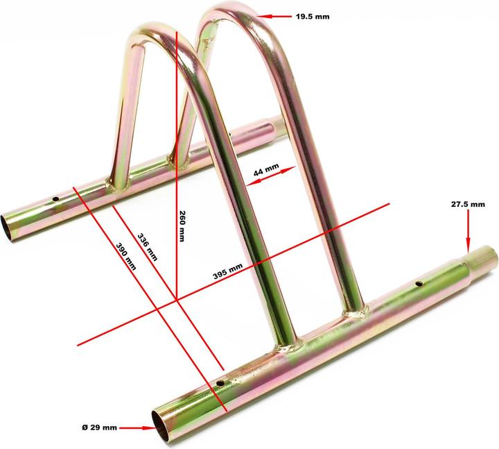 Actual product image Wiltec Bicycle Parking Rack Floor Cycle Stand for 1 Bike 39.5 x 39 x 26 cm Anodised Steel Easily Expandable