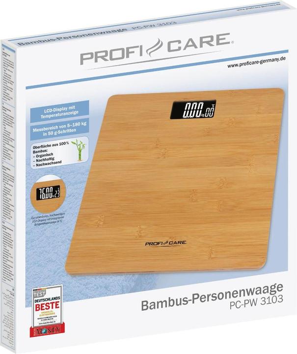 Produktbild Profi-Care ProfiCare PC-PW 3103 2 in 1 mit Thermometer bambus (180 kg)