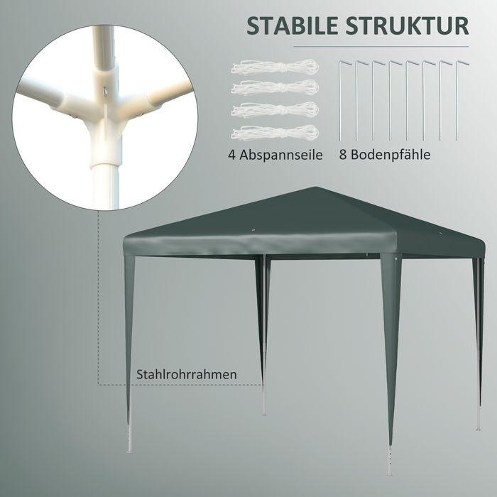 Immagine prodotto Swisshandel24 Padiglione 2,7x2,7 m tenda per feste padiglione da giardino tensostruttura da giardino in acciaio (270 cm, 270 cm)