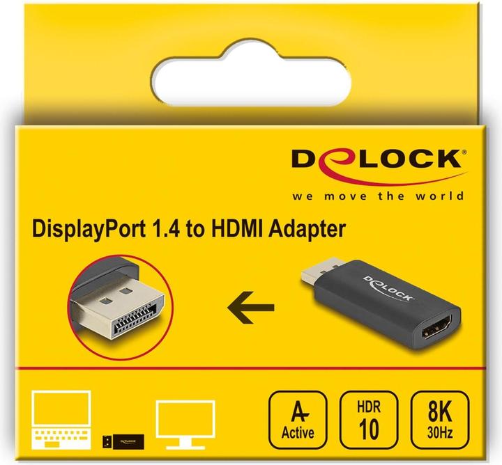 Produktbild Delock Aktiver DisplayPort 1.4 zu HDMI Adapter 8K mit HDR Fu (HDMI, 5.80 cm)