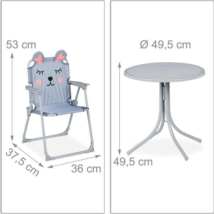 Image du produit Relaxdays Ensemble de meubles pour enfants, chaises pliantes et table