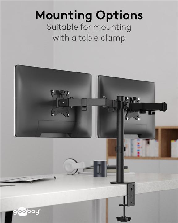 Immagine prodotto Goobay Supporto per doppio monitor Flex (Tavolo, 32")