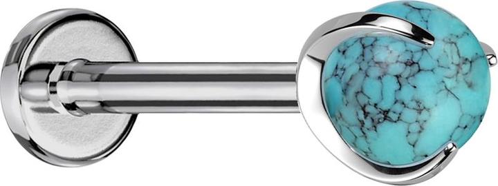 Produktbild Star Piercing Micro Labret Innengewinde silber Kugel Türkis Stein gefasst (Mineralisch, Titan G23, ohne Messing)