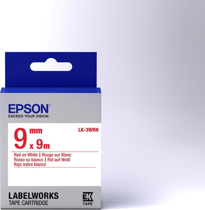 Actual product image Epson Label Cassette Lk-3wrn (0.90 cm, Red)