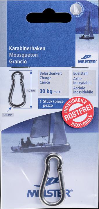 Produktbild Meister Karabinerhaken Edelstahl ø 4 mm 40 mm