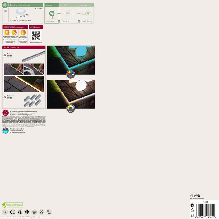 Actual product image Paulmann Outdoor Plug & Shine Stripe Neon (RGBW, 1000 cm, Outdoor)
