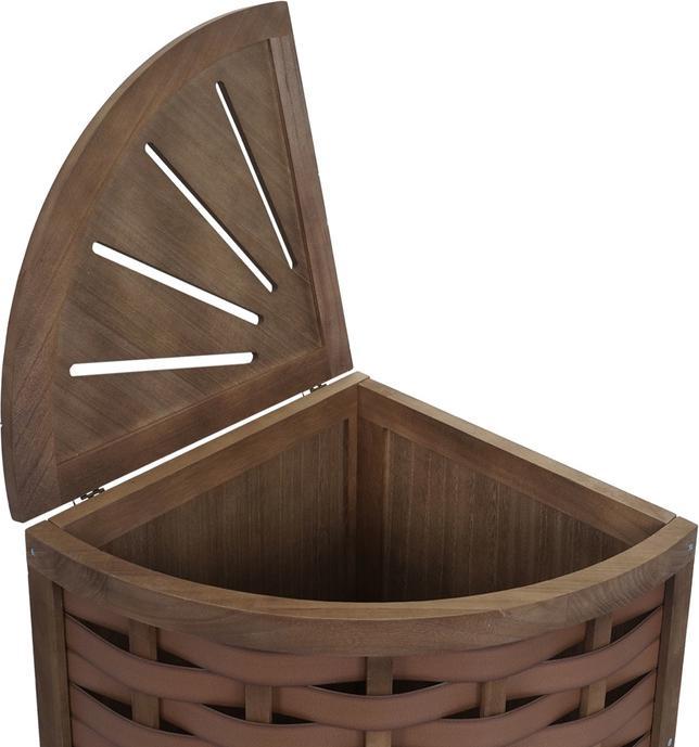 Produktbild Swisshandel24 Eck-Wäschekorb HWC-H87, Wäschebox Wäschesammler Wäschebehälter Wäschesortierer, Holz 70L 66x53x38cm (70 l)