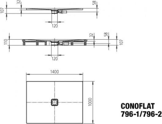 Produktbild Kaldewei Conoflat 796-2 100x140cm mit Styroporträger
