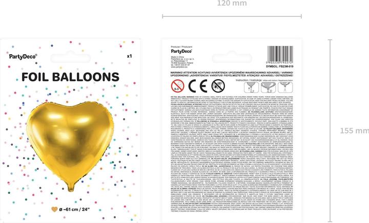 Immagine prodotto Partydeco Palloncino cuore oro 61 cm
