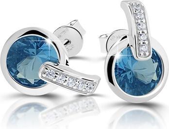 Modesi Charming silver earrings with zircons and aquamarine M21063