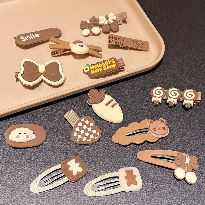 Image du produit Activity Board Set de 14 barrettes style preppy - accessoires de coiffure en résine avec accents en laine pour (1 pcs)
