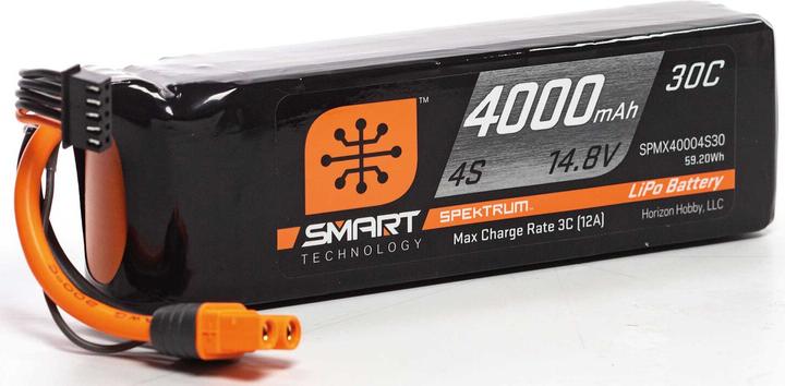 Image du produit Spektrum Pack LiPo 4000mAh 4S 14.8V Smart LiPo Battery 30C IC3 (14.80 V, 4000 mAh)