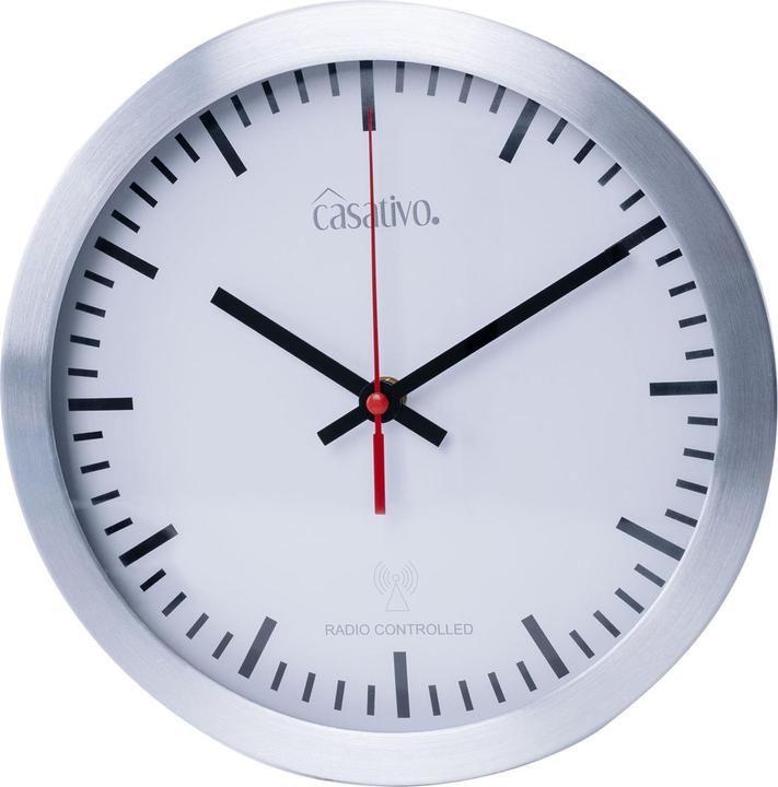 Actual product image Casativo Radio-controlled wall clock with quartz movement & aluminium housing, Ø 25cm (25 cm)