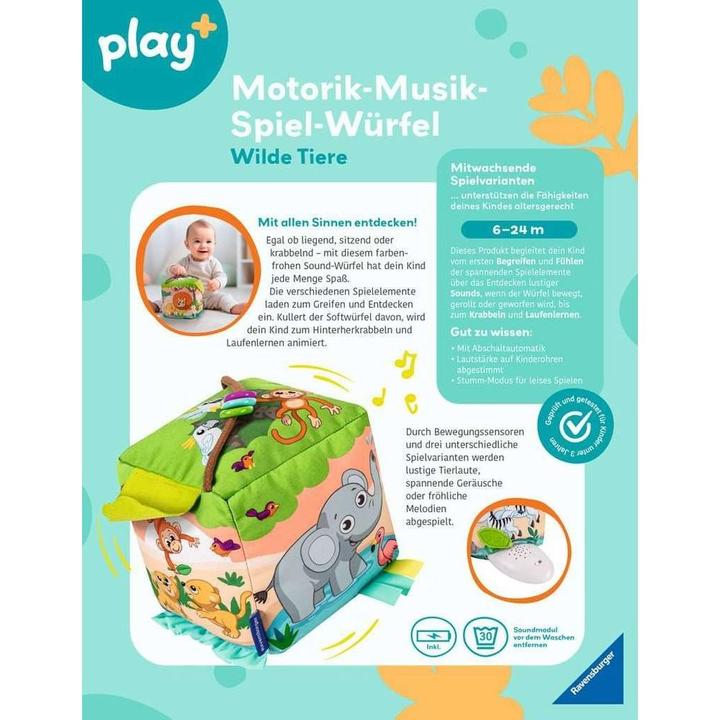 Productafbeelding Ravensburger Motorische vaardigheden muziekspel kubus: Wilde dieren