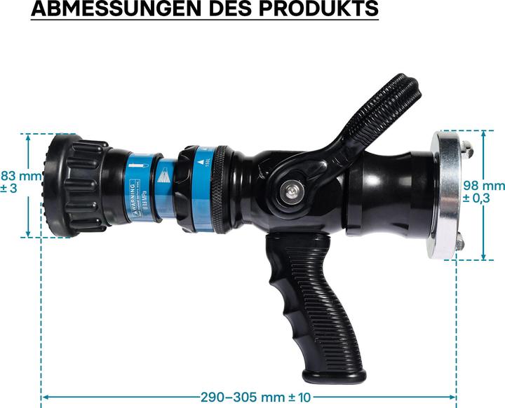 Actual product image Wiltec C Multipurpose Fire Fighting Fog Nozzle 150/200/350/500 l/min for Disaster Relief and Fire Brigades
