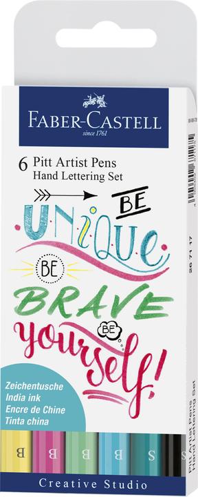 Produktbild Faber-Castell Pitt ArtistPen Handlettering (Gelb, Grün, Blau, Pink, Schwarz, Türkis, 6 x)