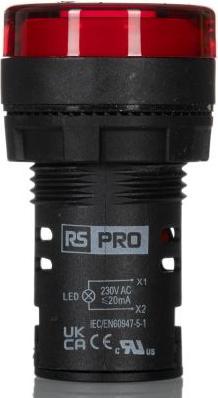 Immagine prodotto Rs Pro Luce pilota a LED rossa per montaggio a pannello, 22 mm Cuto