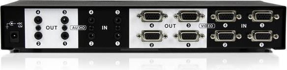 Produktbild StarTech 4x4 VGA Video Matrix Switch mit Audio und max. 1920x1440 max. Kabellänge von 65m - 4xVGA (Buchse)...