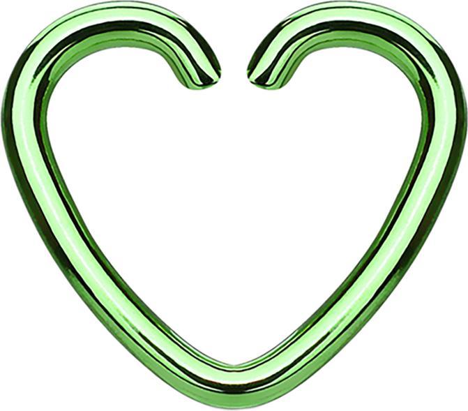 Actual product image Star Piercing Micro Piercing Ring Heart green with Titanium Coating (Surgical steel 316L, without brass)