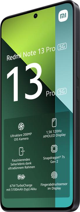 Immagine prodotto Xiaomi Redmi Note 13 Pro 5G (256 GB, Midnight Black, 6.67", Doppia SIM, 200 Mpx, 5G)