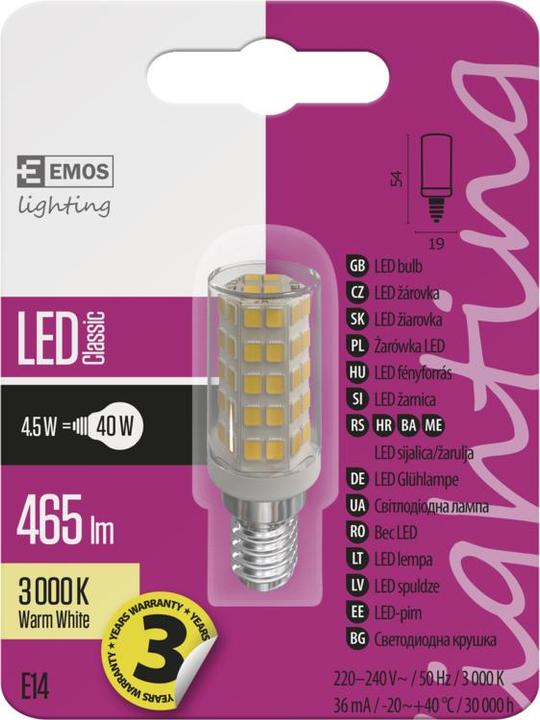 Actual product image Emos LED lamp for extractor bonnet (E14, 4.50 W, 465 lm, 1 x, F)