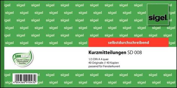 Immagine prodotto Sigel Modulo per messaggi brevi Formato carta: 1/3 DIN A4 orizzontale Senza carta carbone: Sì (40 x)