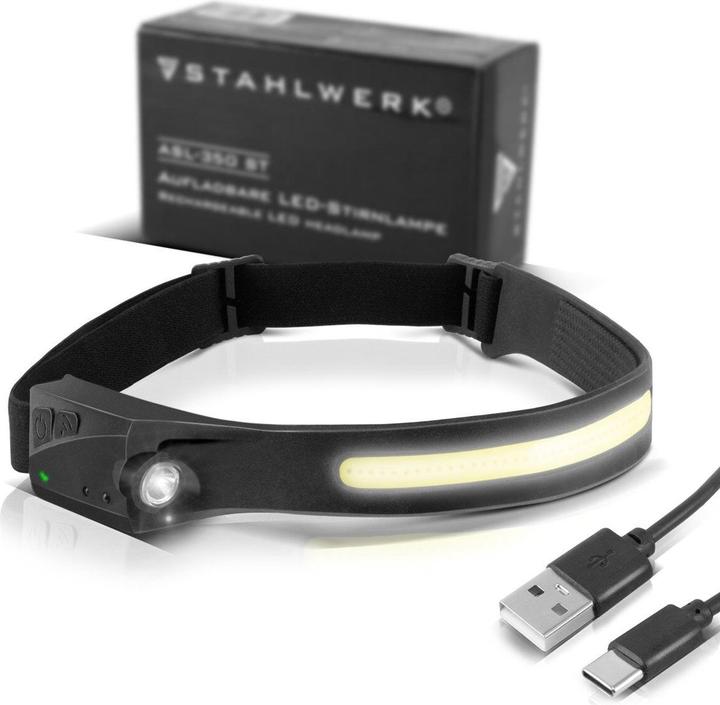 Produktbild Stahlwerk LED Stirnlampe ALS-350 ST mit integriertem Akku 5 Licht-Modi (350 lm)