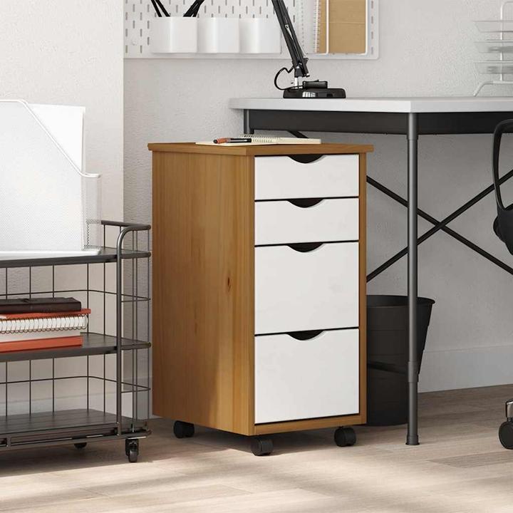 Produktbild VidaXL Rollschrank mit Schubladen MOSS Honigbraun Massivholz Kiefer