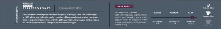 Image du produit Starbucks Decaffeinated Espresso Roast by Nespresso Dark Roasts (10 x Port.)