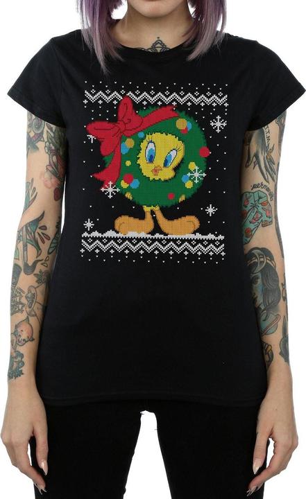 Produktbild Looney Tunes Tweety Pie Christmas Fair Isle TShirt (S)