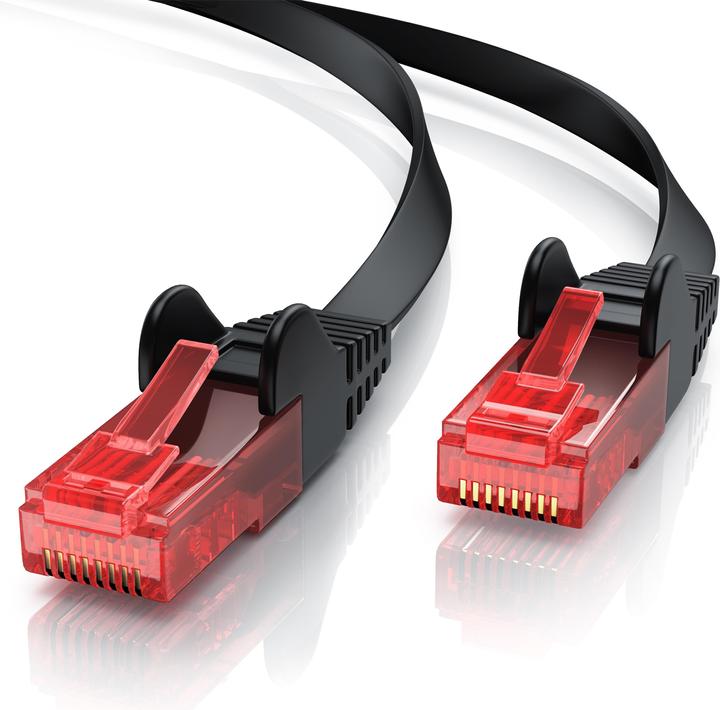 CSL CAT.6 network cable flat - Ethernet Gigabit Lan cable RJ45 - comp. CAT.5 CAT.6 CAT.7 CAT.8 (UTP, CAT6, 1 m)